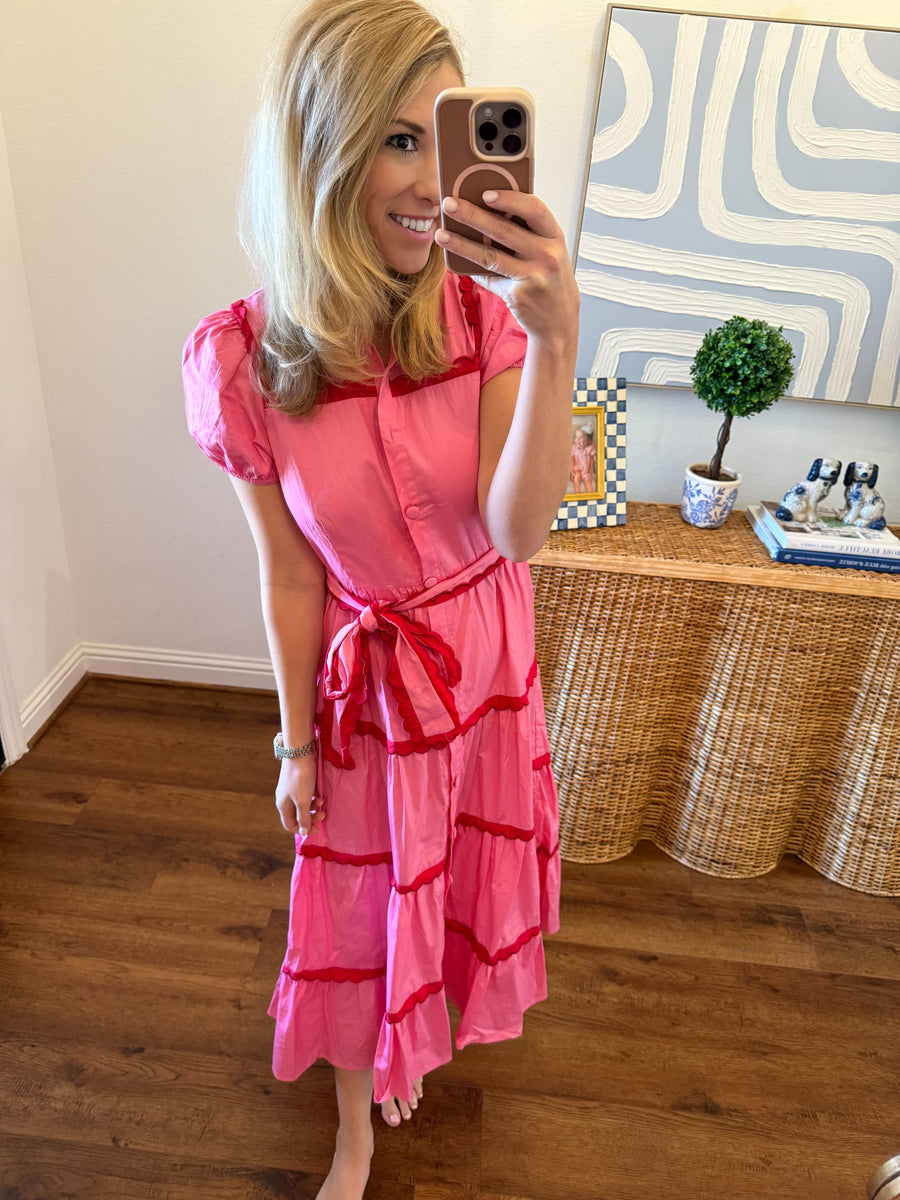 Pink and Red Scalloped Midi – Palmer Kate Boutique