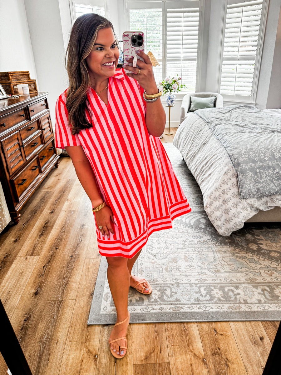 PInk and Orange Jacquared Shirt Dress – Palmer Kate Boutique