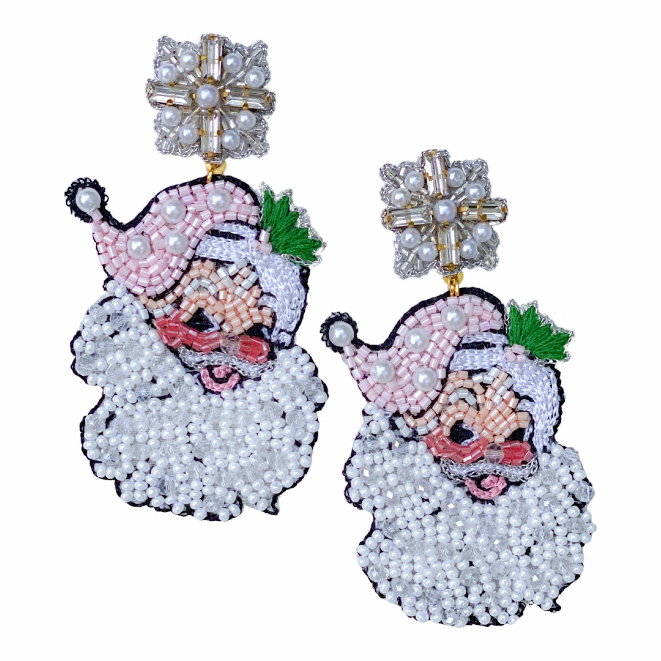 Vintage Pink Santa Claus Earrings