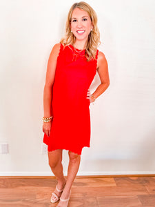 Lovely in Red Shift Dress