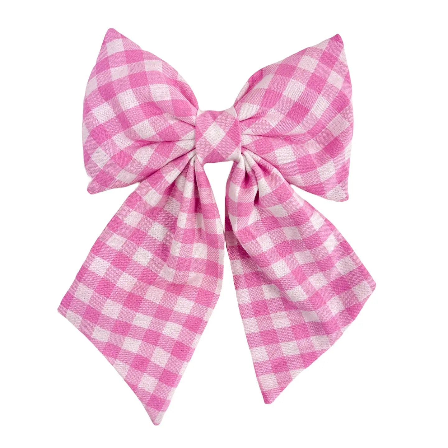 Spring Pink Gingham Hair Bow