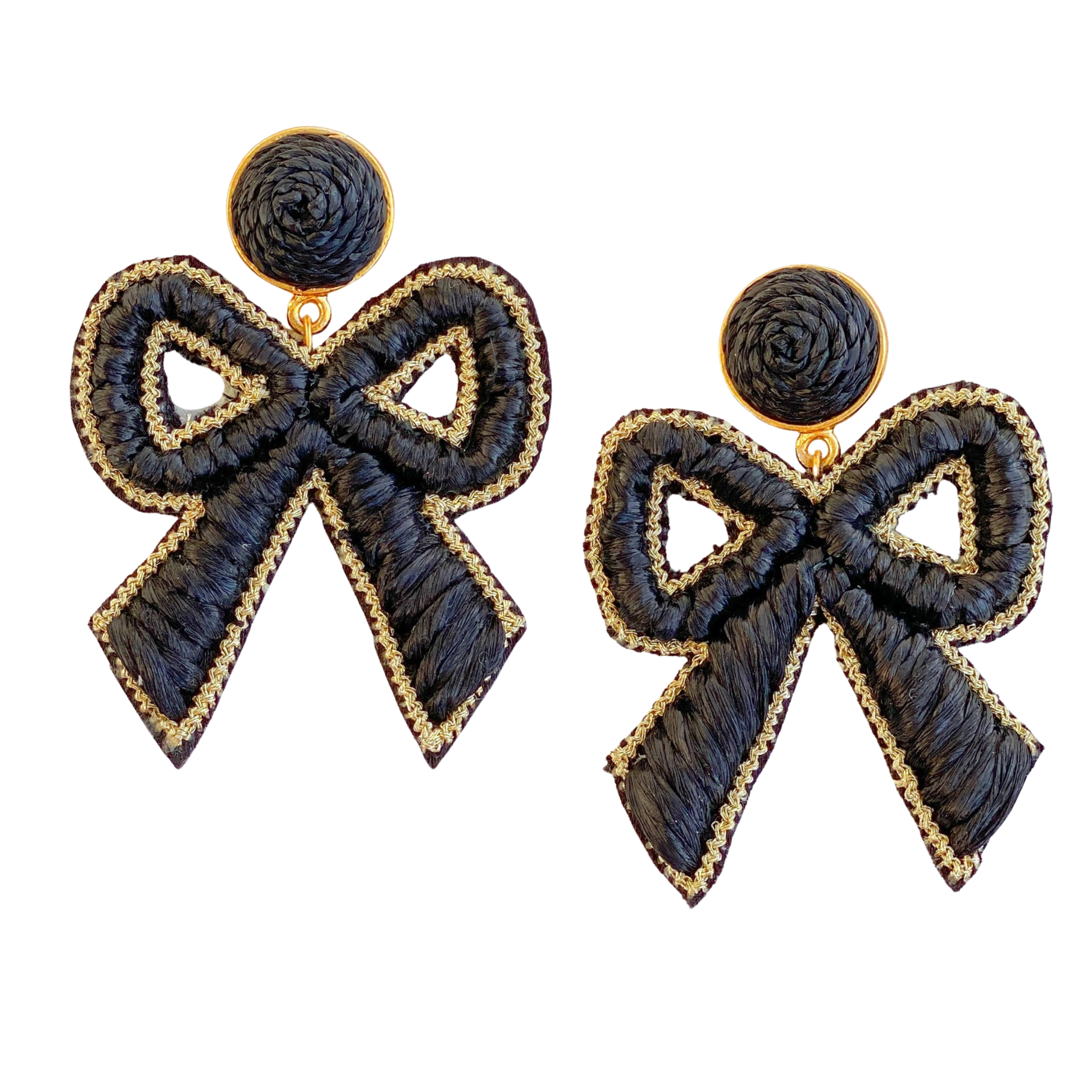 Bow Raffia Earrings | Black