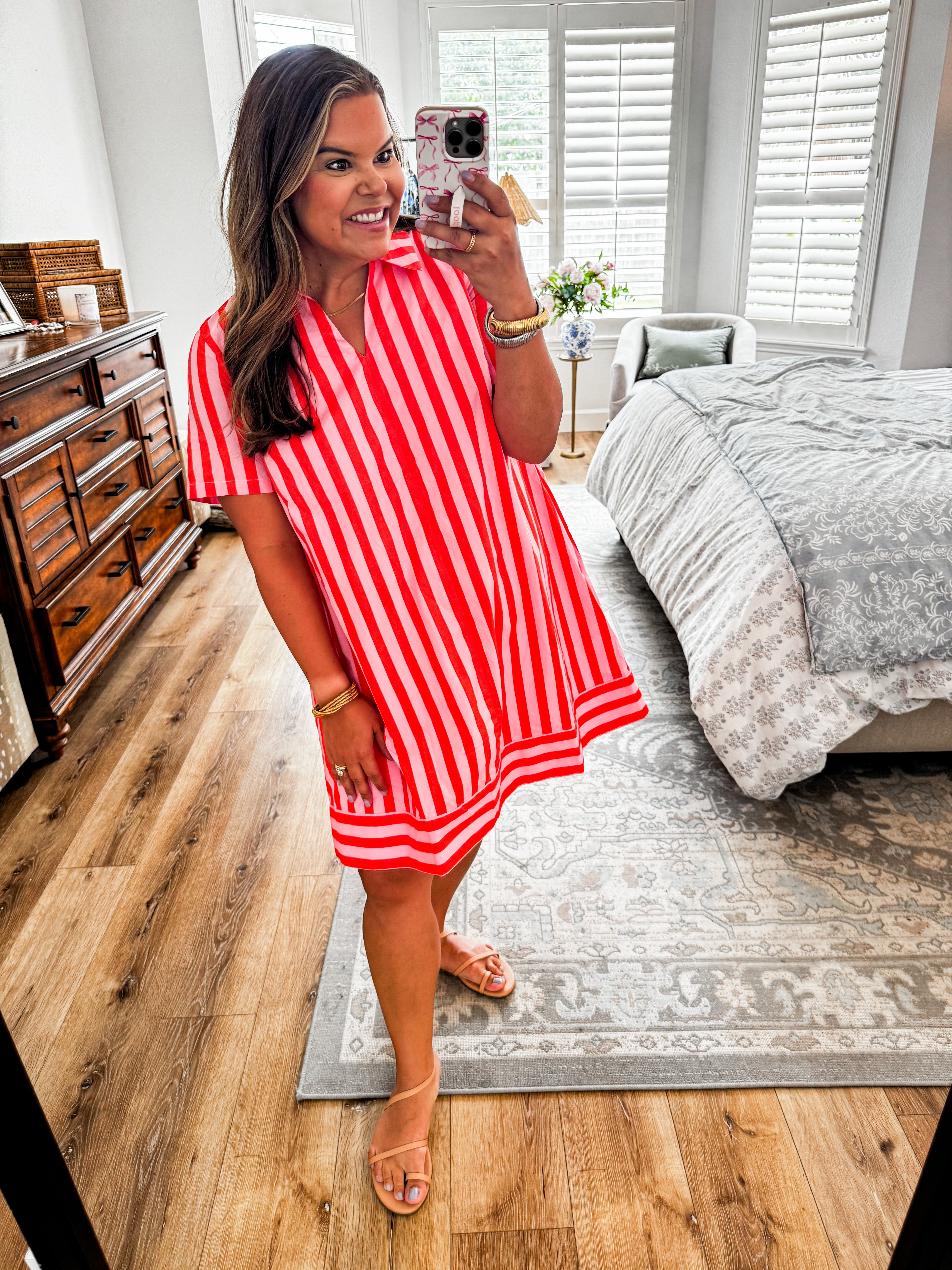 orange and white striped dress PInk and Orange Jacquared Shirt Dress – Palmer Kate Boutique