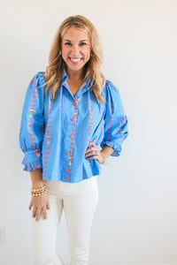 Floral Vine Poplin Top