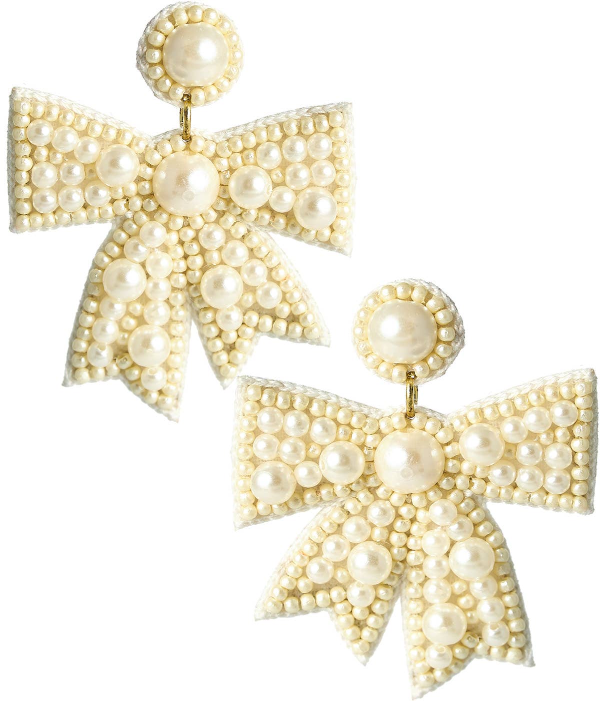 Rosie Fabric Bow Earring in Pearl