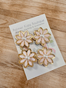 Pink Satin Double Daisy Earrings