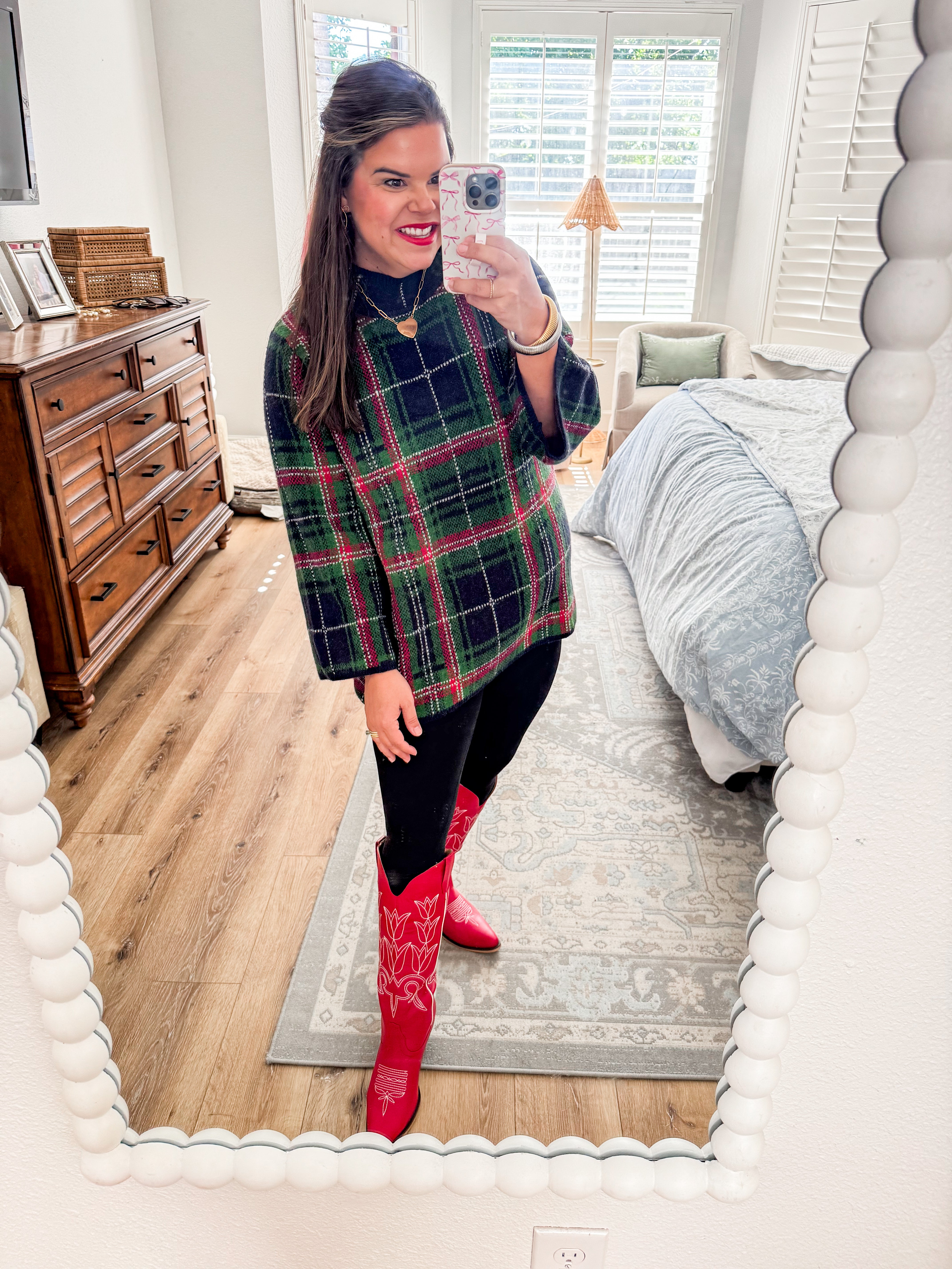 Navy Plaid Tunic Sweater