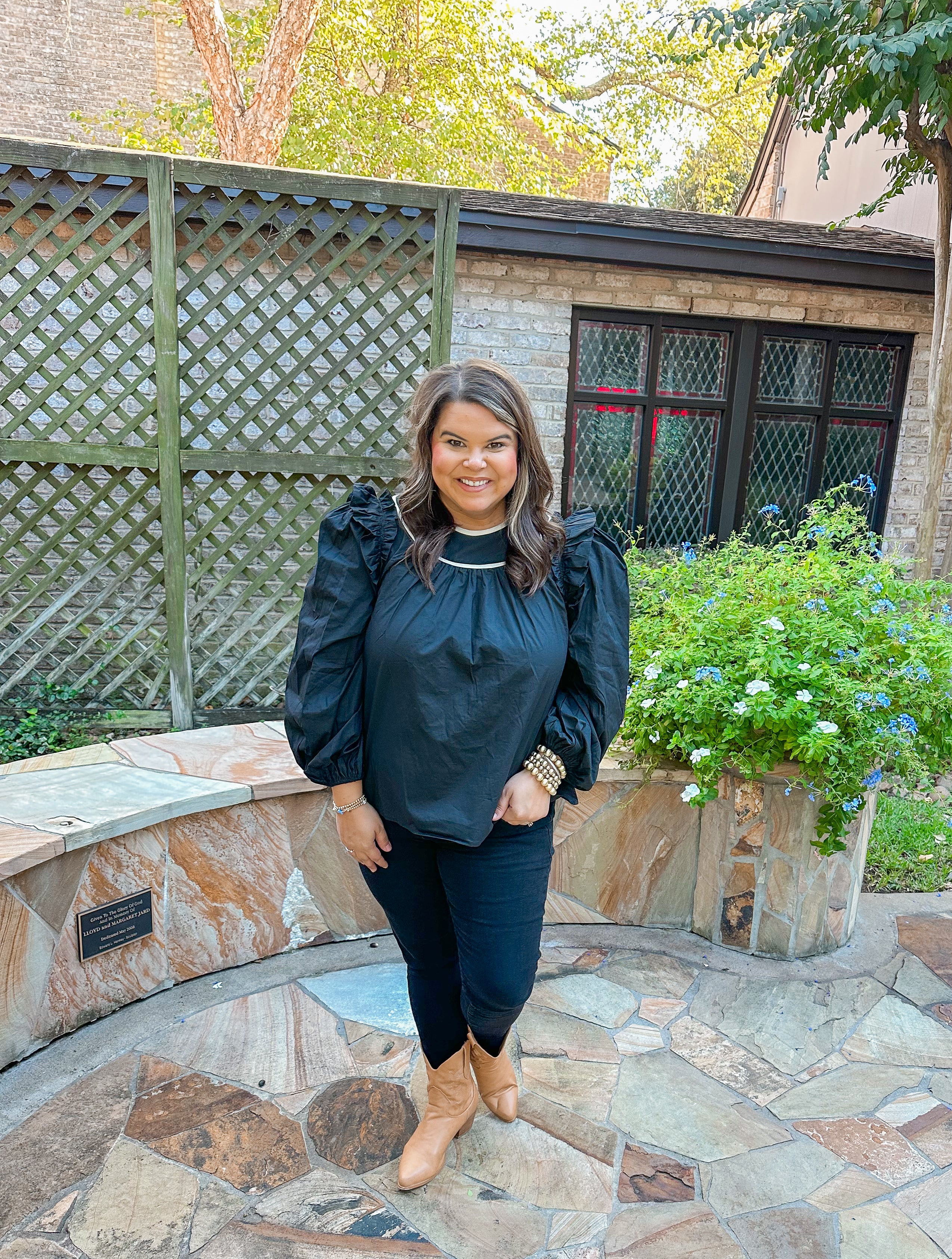 Black and Ivory Piped Blouse