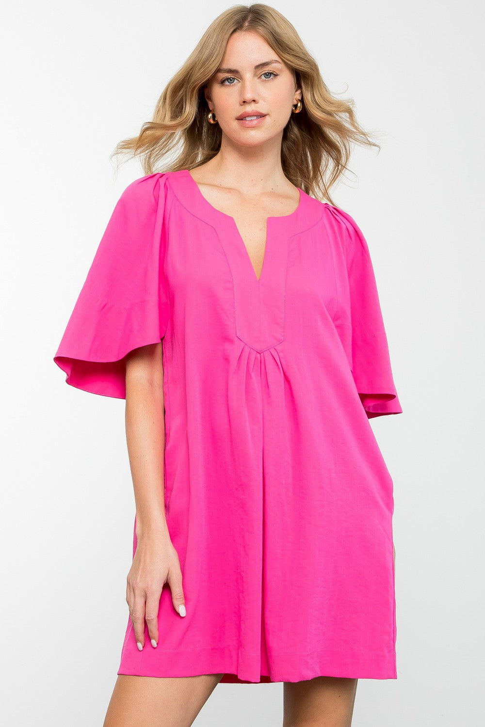 Flutter Bell Sleeves Dress With Pockets