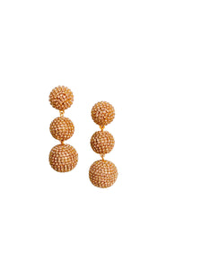 Pave Triple Lantern Earrings | Gold