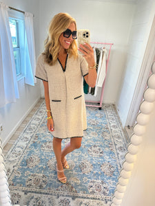 Black and Ivory Tweed Dress