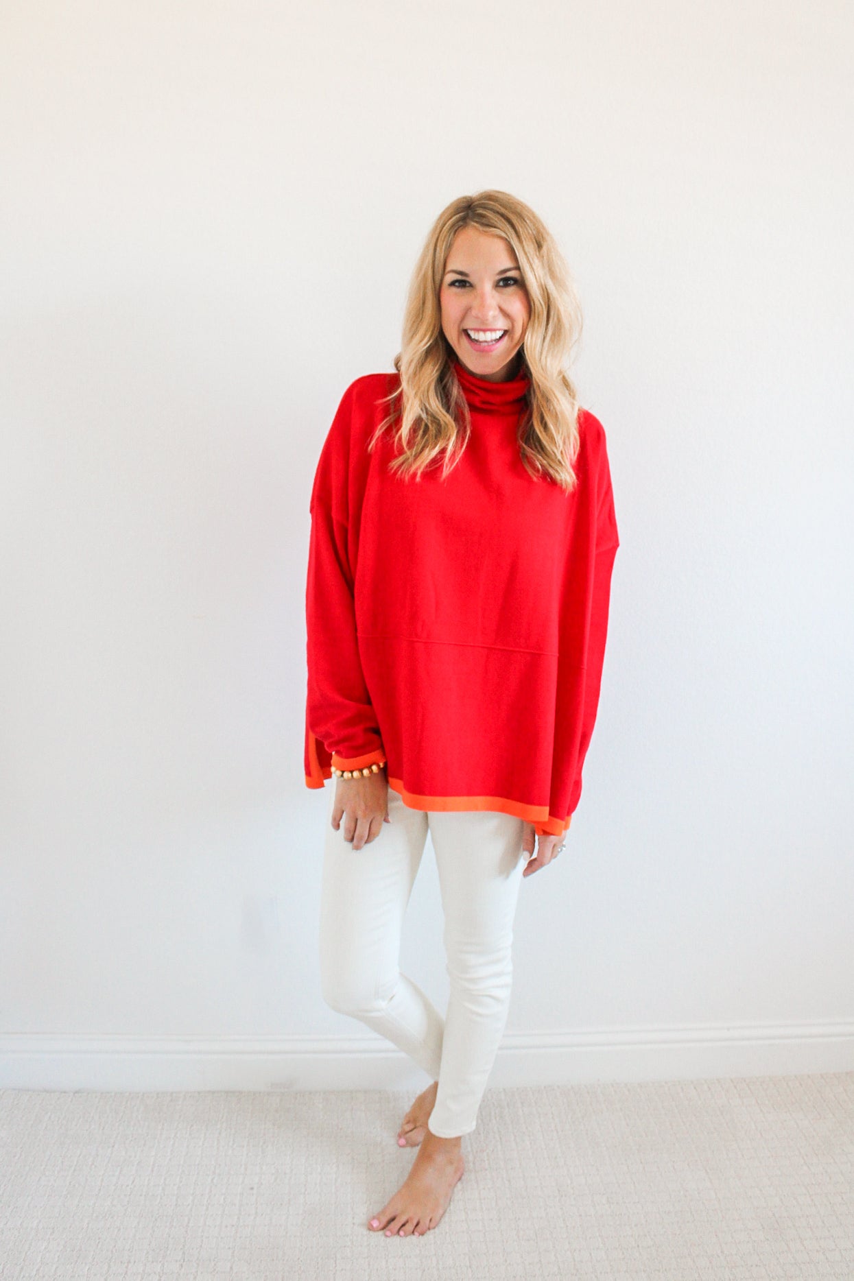 Red and Orange Split Turtleneck