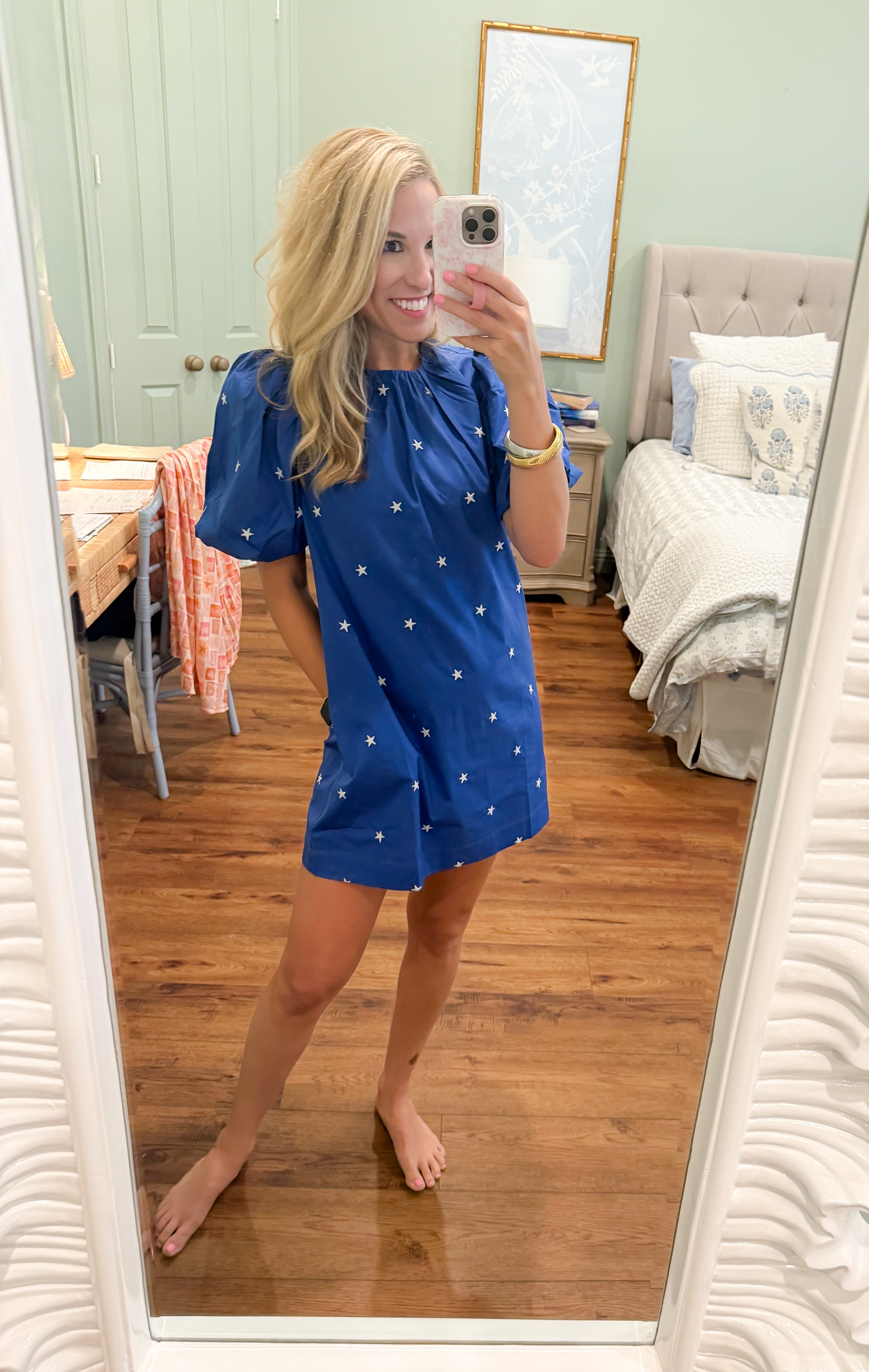 Star Embroidered Dress in Blue Palmer Kate Boutique Star Embroidered Dress in Blue Palmer Kate Boutique