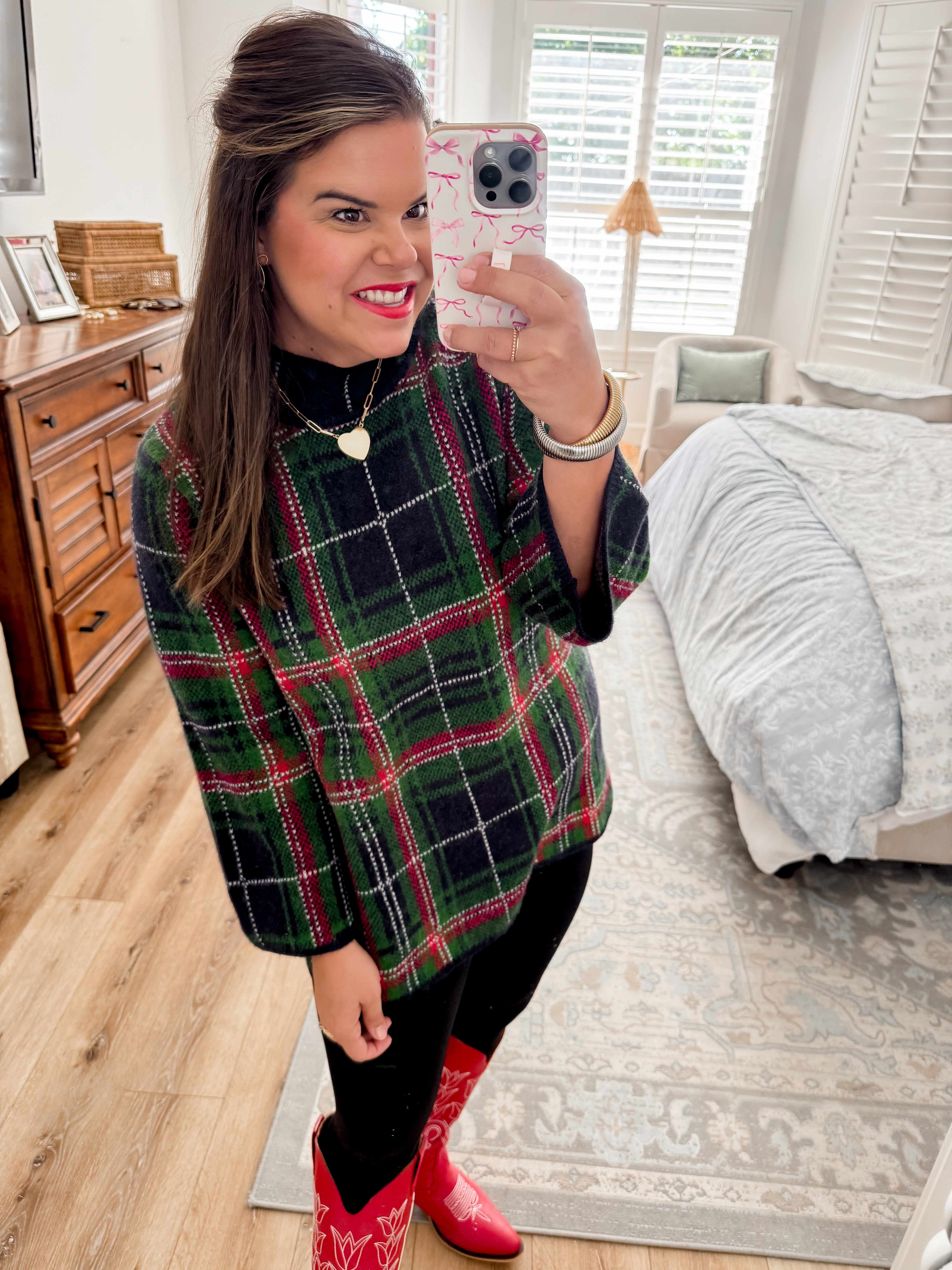Navy Plaid Tunic Sweater