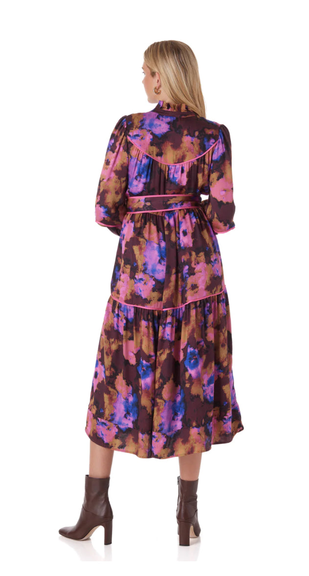 Delphine Dress in Blurred Floral