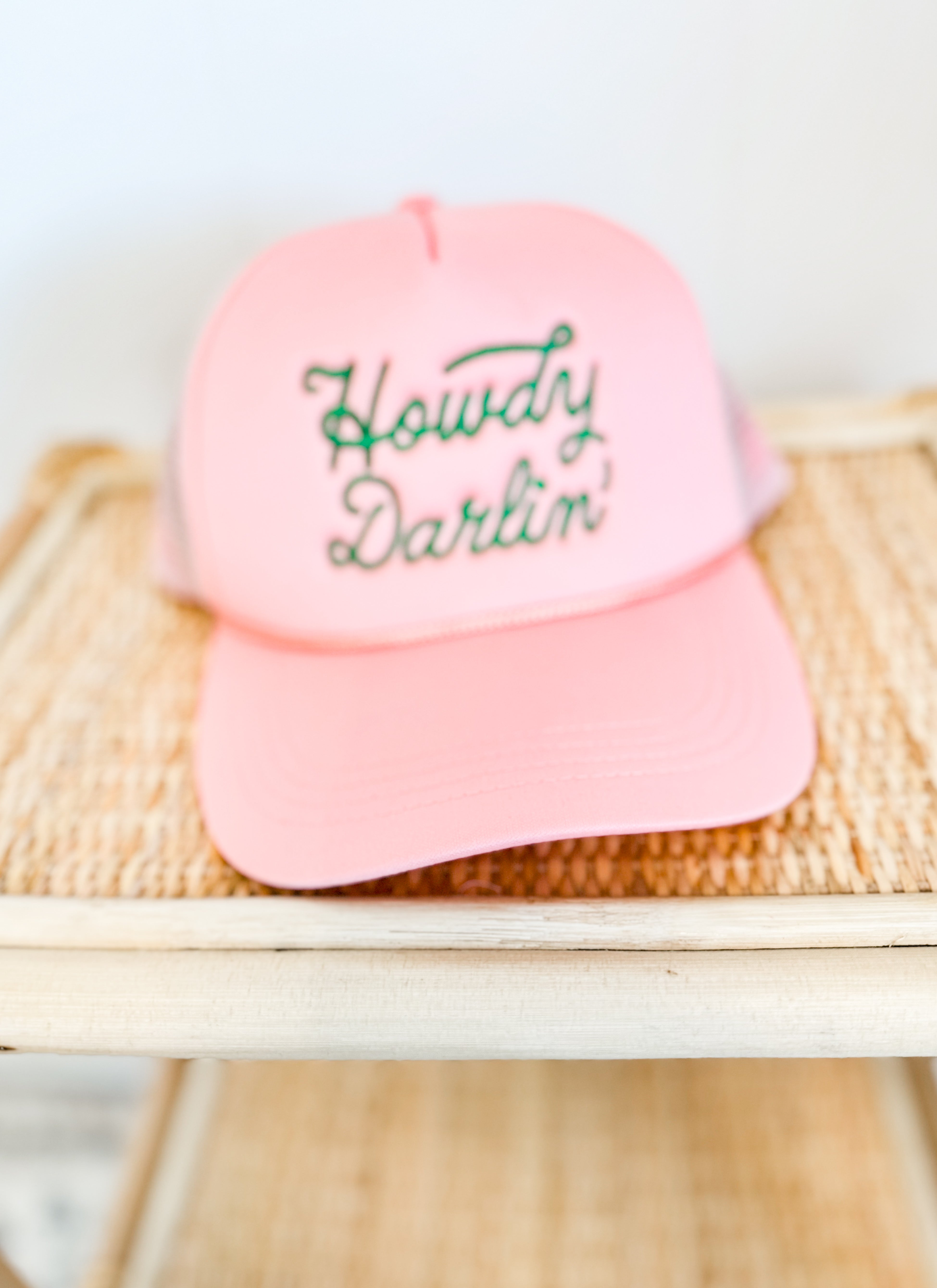 Howdy Darlin Trucker Hat in Blush