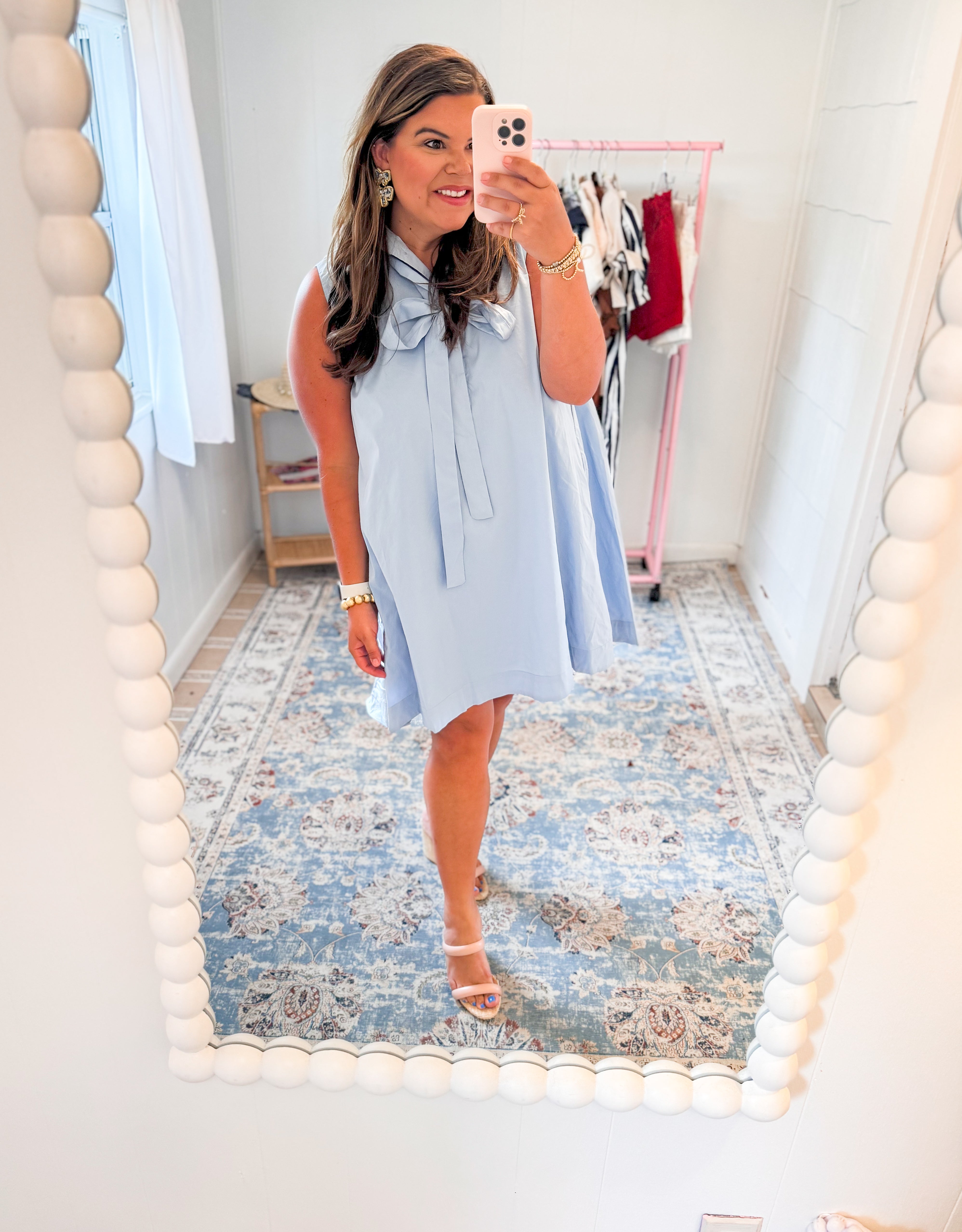 Sleeveless Bow Shirt Dress