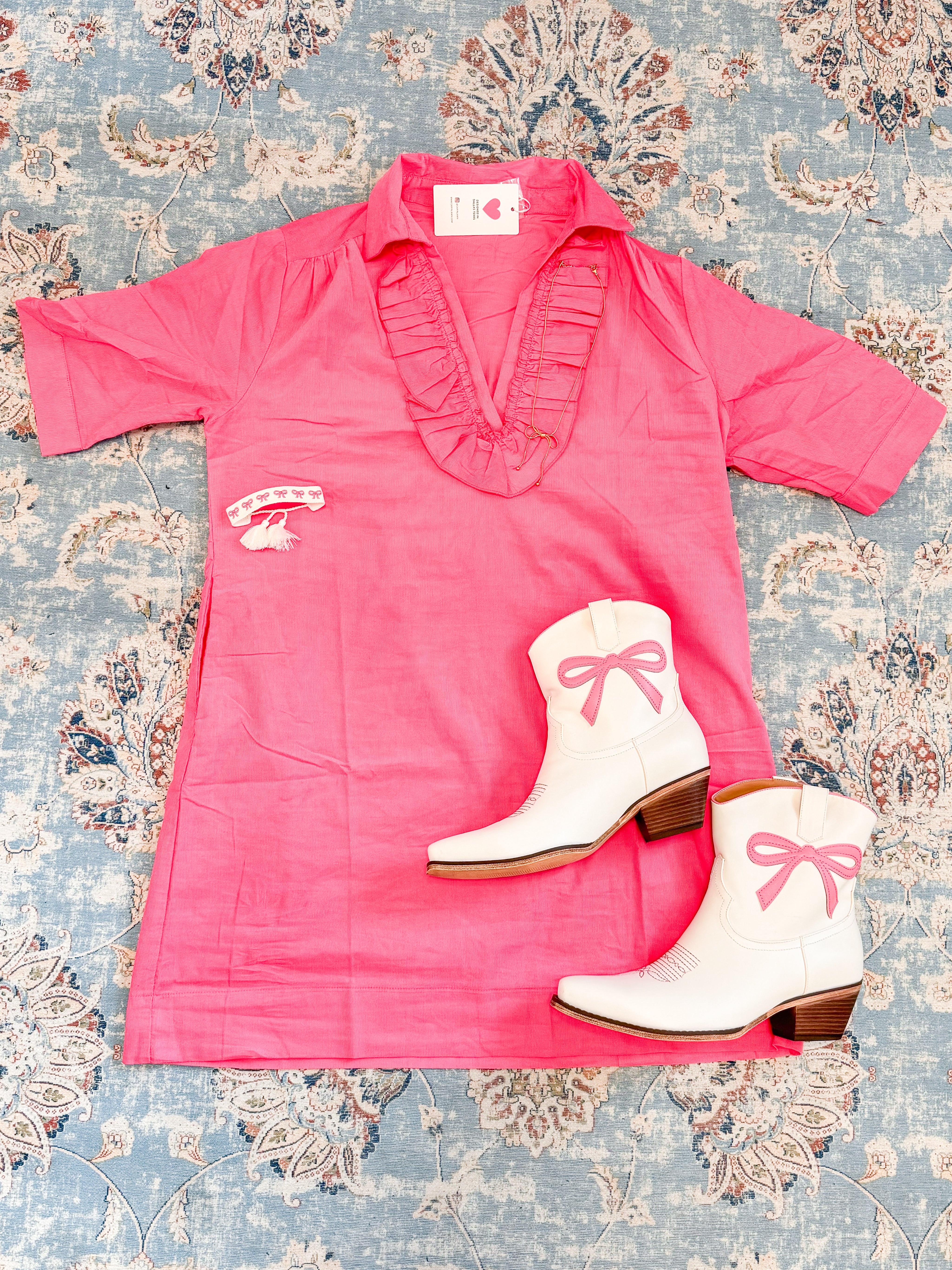 Maya Corduroy Dress in Pink