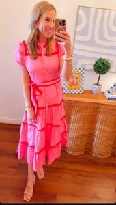 Pink and Red Scalloped Midi