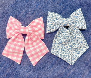 Spring Pink Gingham Hair Bow