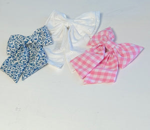 Spring Pink Gingham Hair Bow