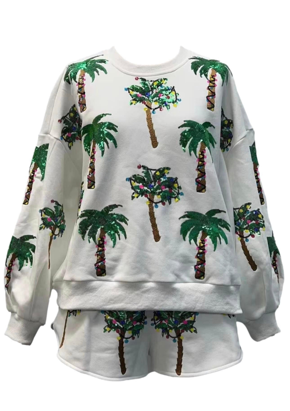 White Christmas Light & Palm Tree Shorts