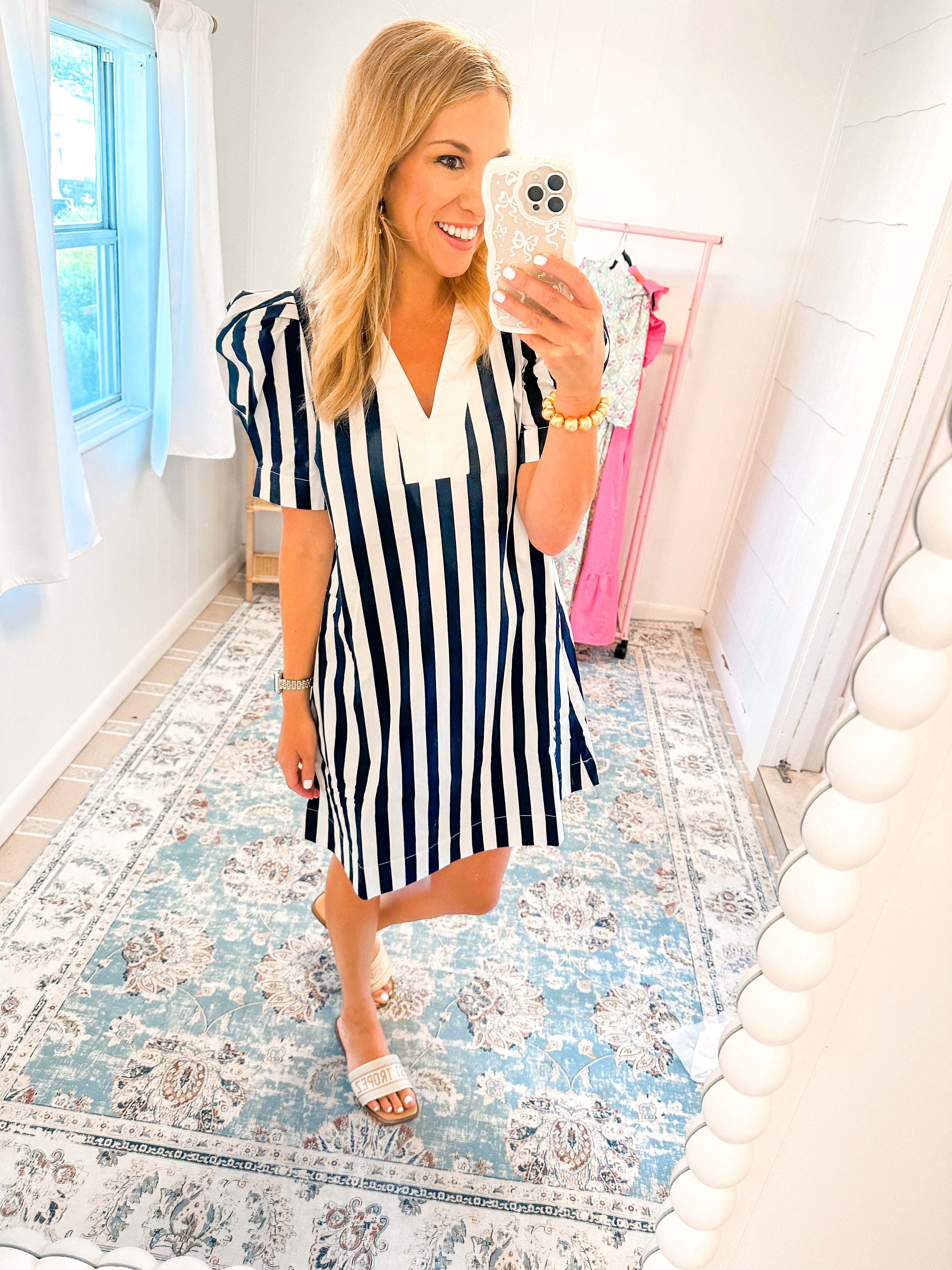 Navy and White Stripe Dress