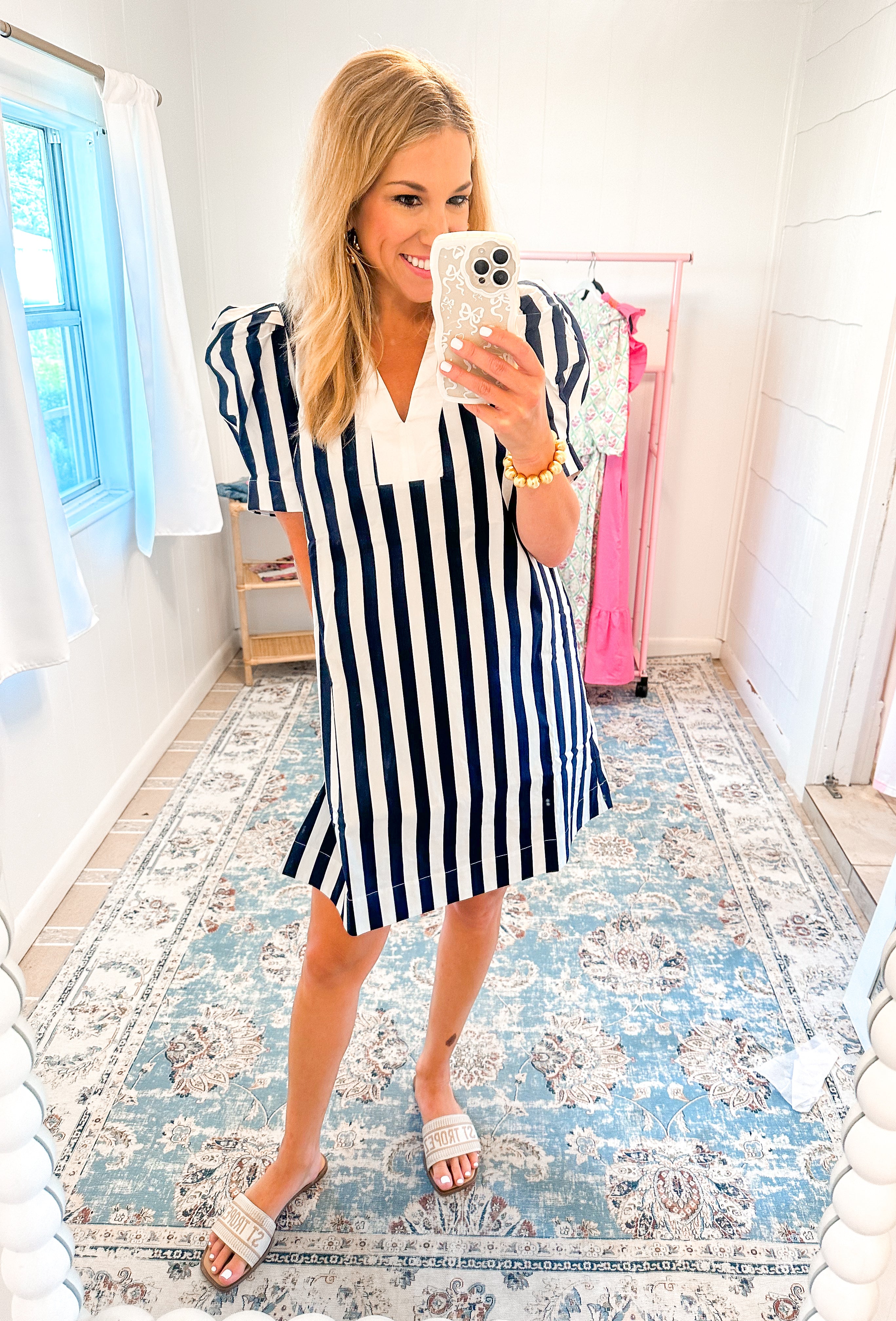 Navy and White Stripe Dress