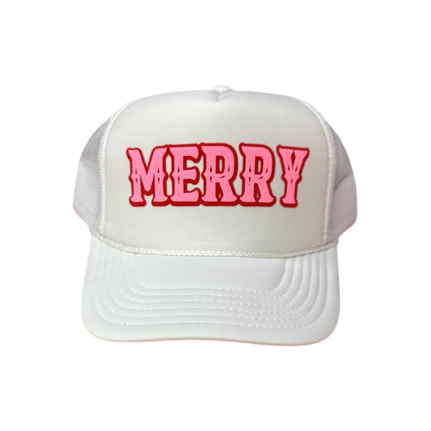 Merry (Pk/Red Double Puff) - White Trucker