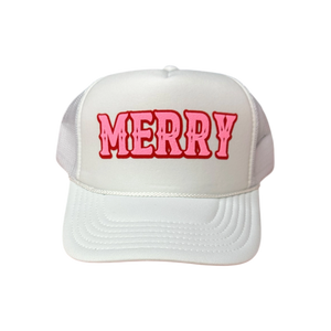 Merry (Pk/Red Double Puff) - White Trucker