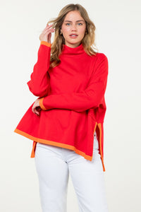 Red and Orange Split Turtleneck