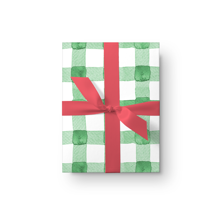 Green Buffalo Check Watercolor Wrapping Paper