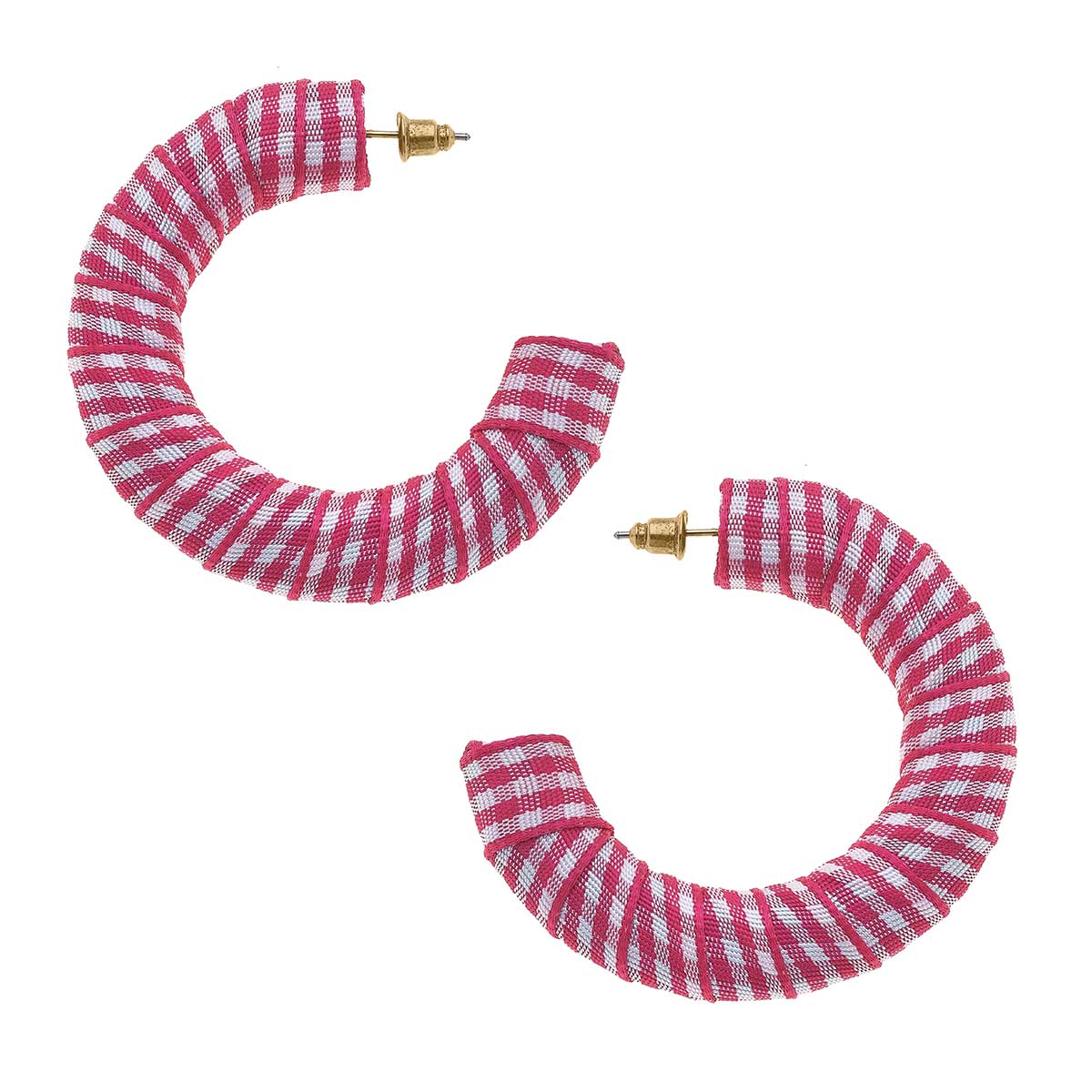 Reese Gingham Statement Hoop Earrings in Fuchsia