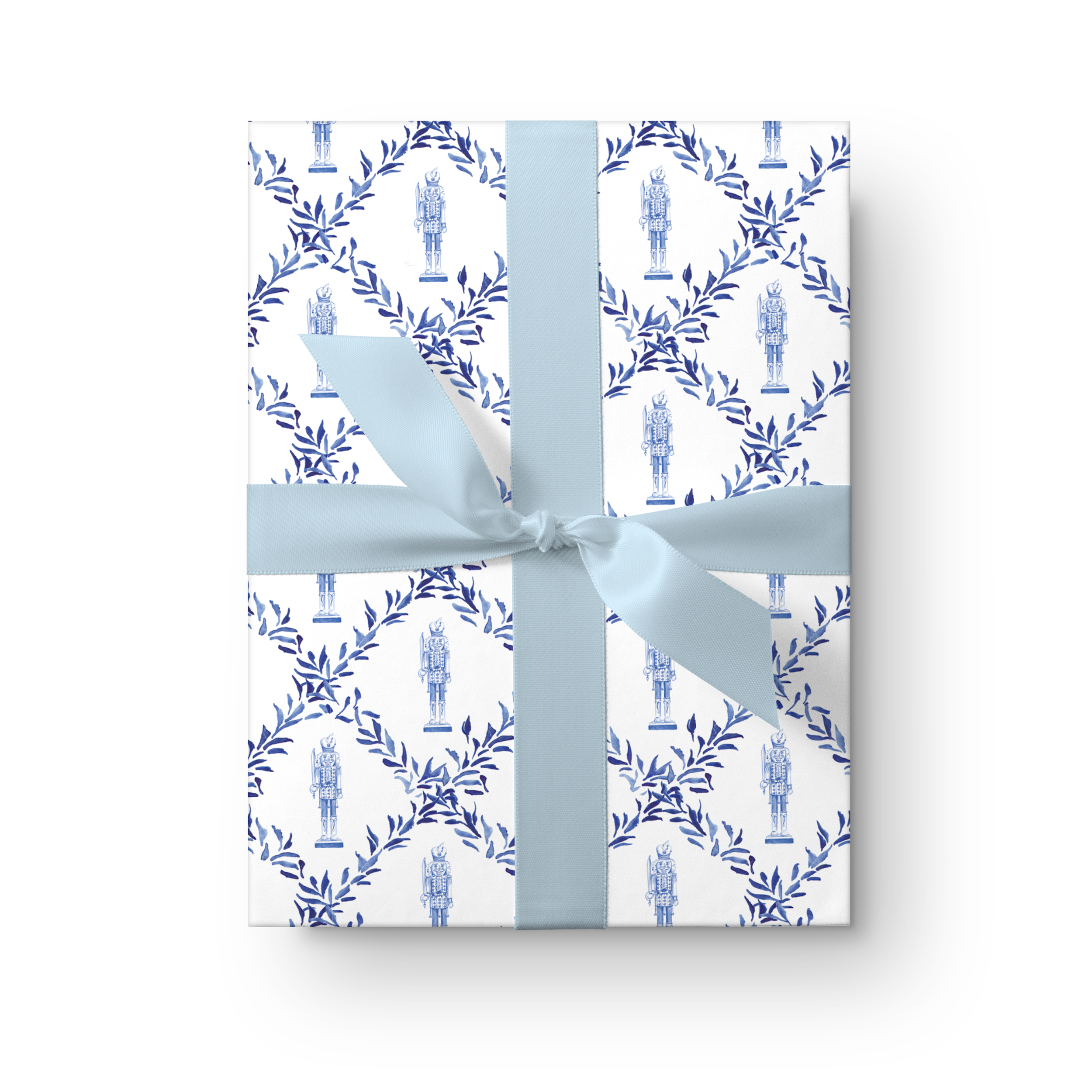 Blue and White Ballerinas and Bows Watercolor Wrapping Paper