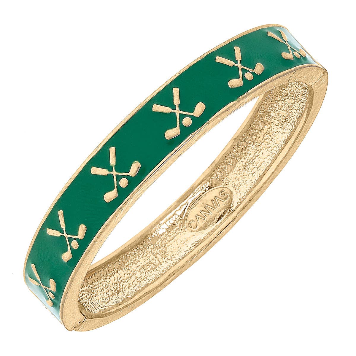 Briar Golf Club Enamel Hinge Bangle in Green