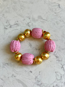 Candace Bracelet Pink Raffia | 16mm